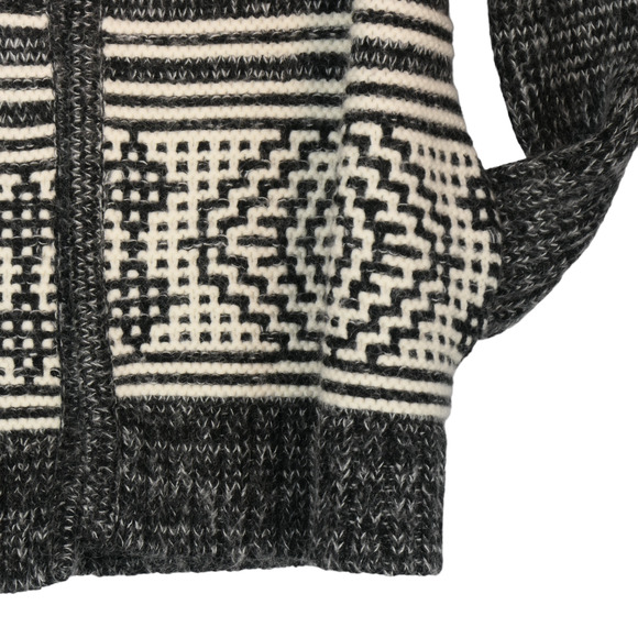 Intermix Cardigan Sweater Womens Small Gray Southwest Wool Mohair Blend Pockets - Picture 9 of 10